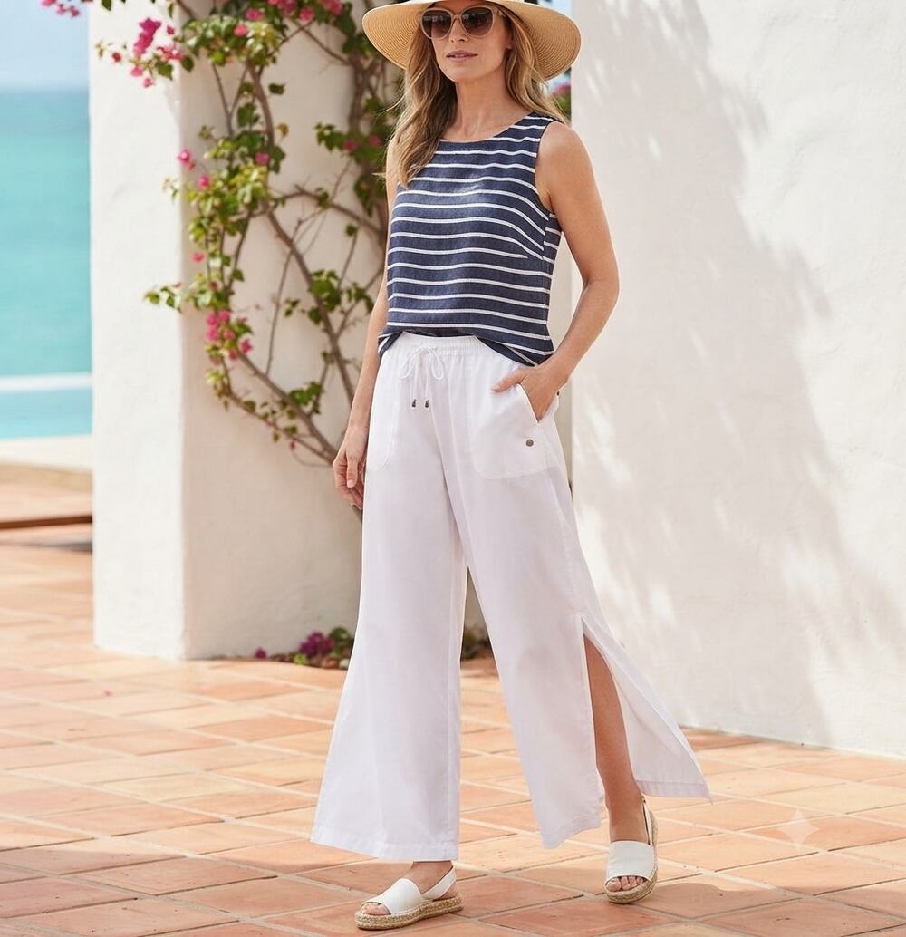 NWT Coolibar Petra Wide Leg Pants Women's XXL White UPF 50+ Sun Protection